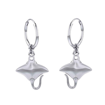 Manta Ray Sterling Silver Hoop Earrings TER2107 - Jewelry